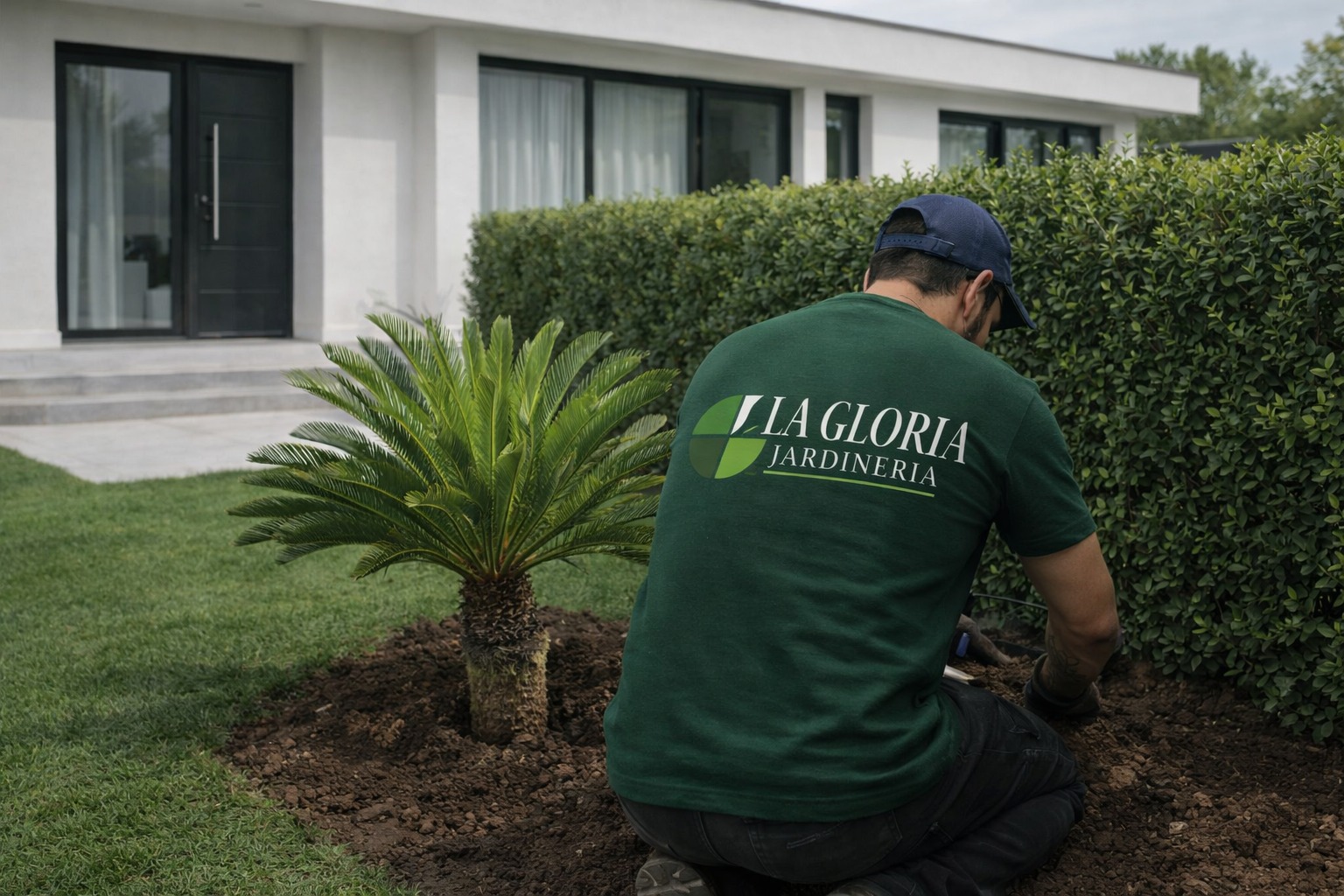 Equipo de La Gloria Jardinería trabajando